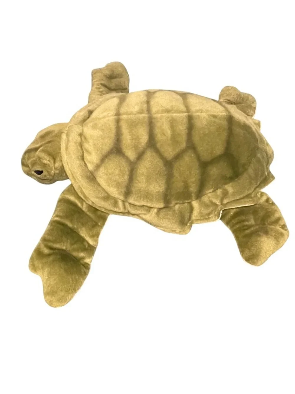 Plush Sea Turtle Stuffed Animal By Hysun Toys - Green & Cream - Soft Polyester -